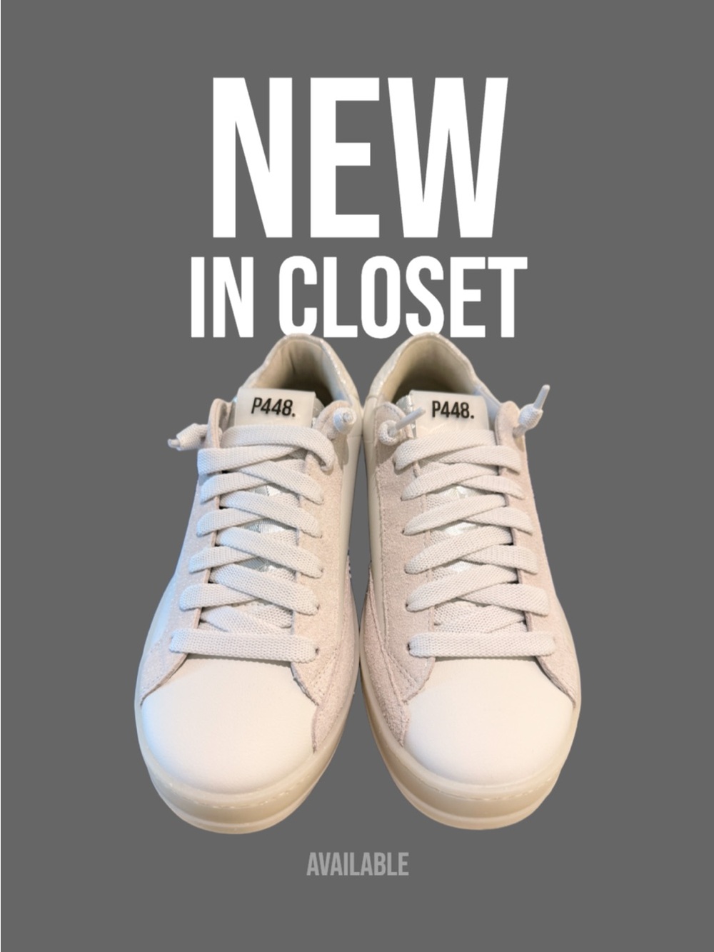 P448 White and Silver Low-Top Sneakers
